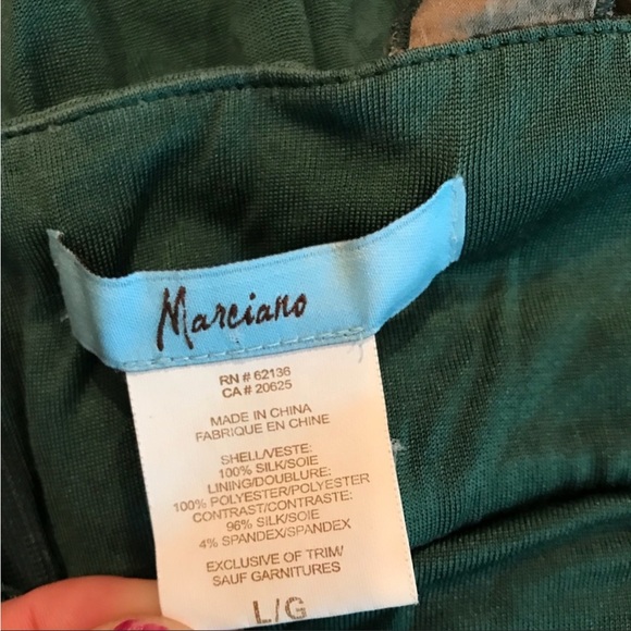 MARCIANO dark green SILK dress - Picture 7 of 9